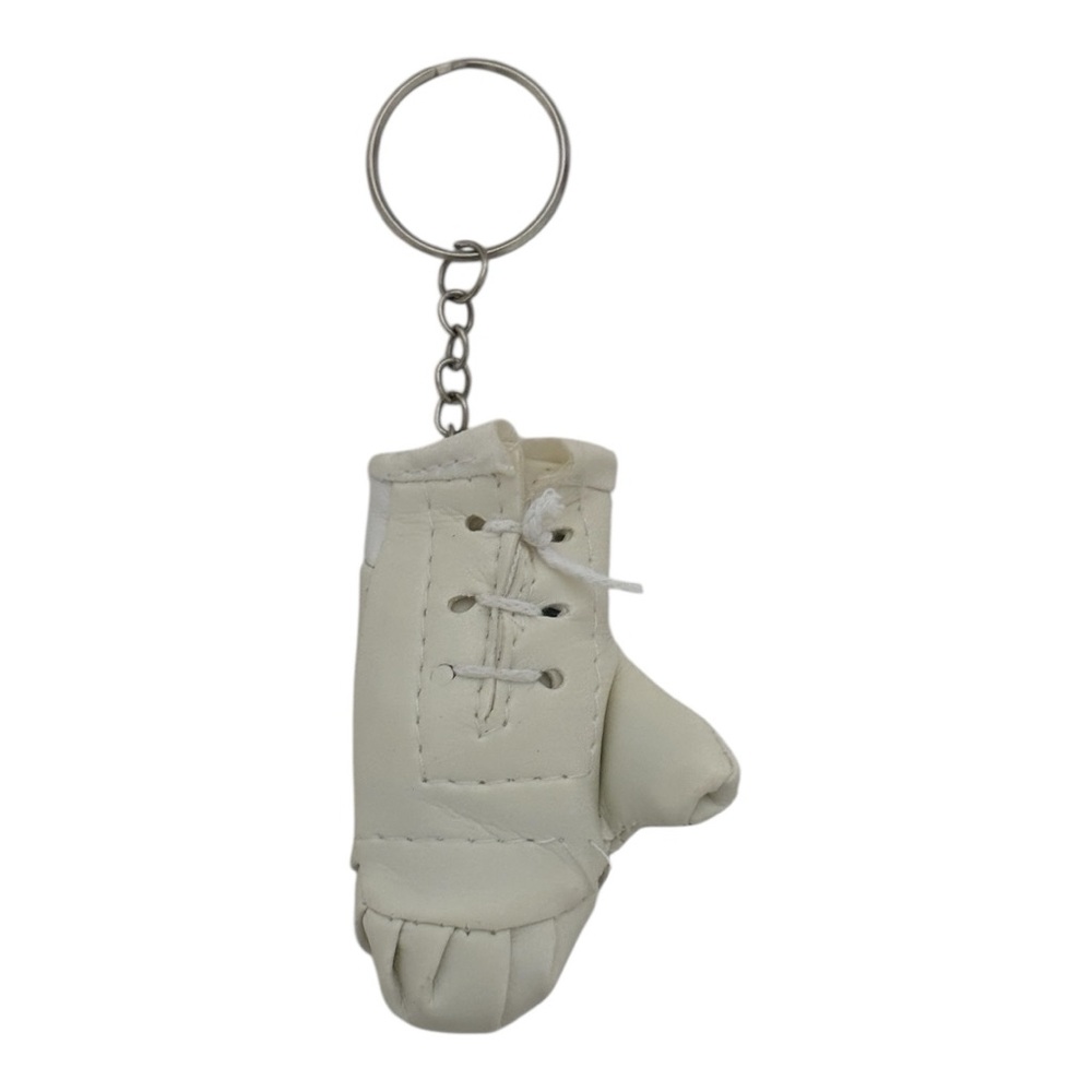 Sporty Mini Boxing Glove Keychain White/Silver
